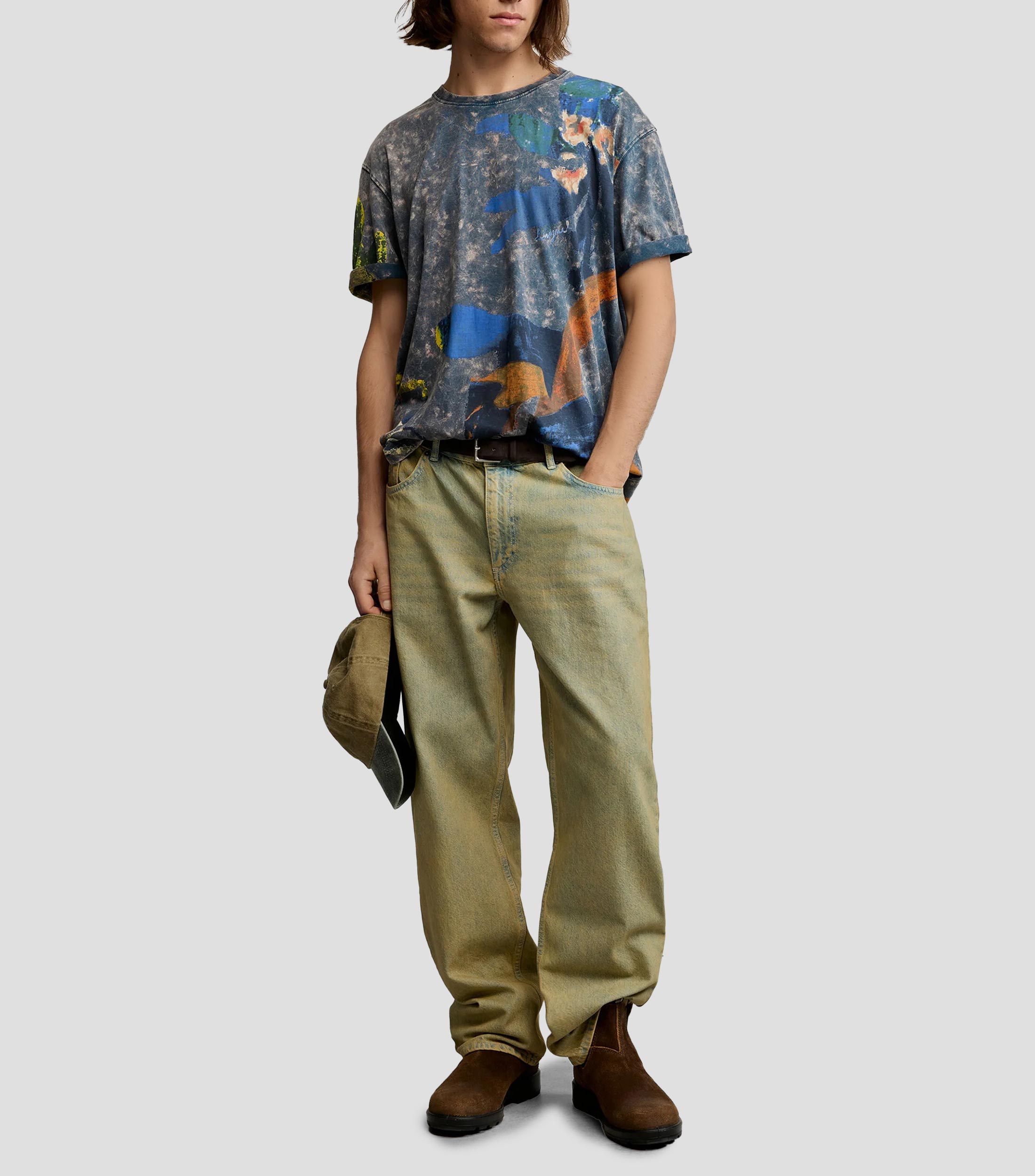 Playera cuello redondo manga corta estampada Hombre